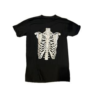 Skeleton Chest Cavity Black T-Shirt Mens XL